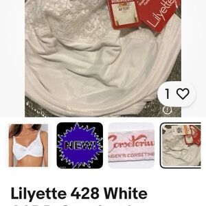 Lilyette Elegant White Lace Bra 44DD style 428 new with Tags